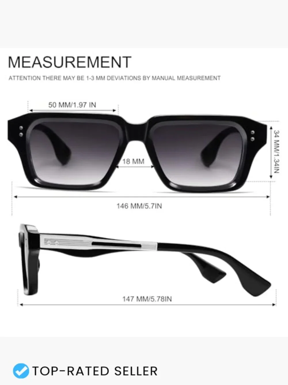 Square Frame Sunglasses for Men Fashion Designer Shades UV400 Protection